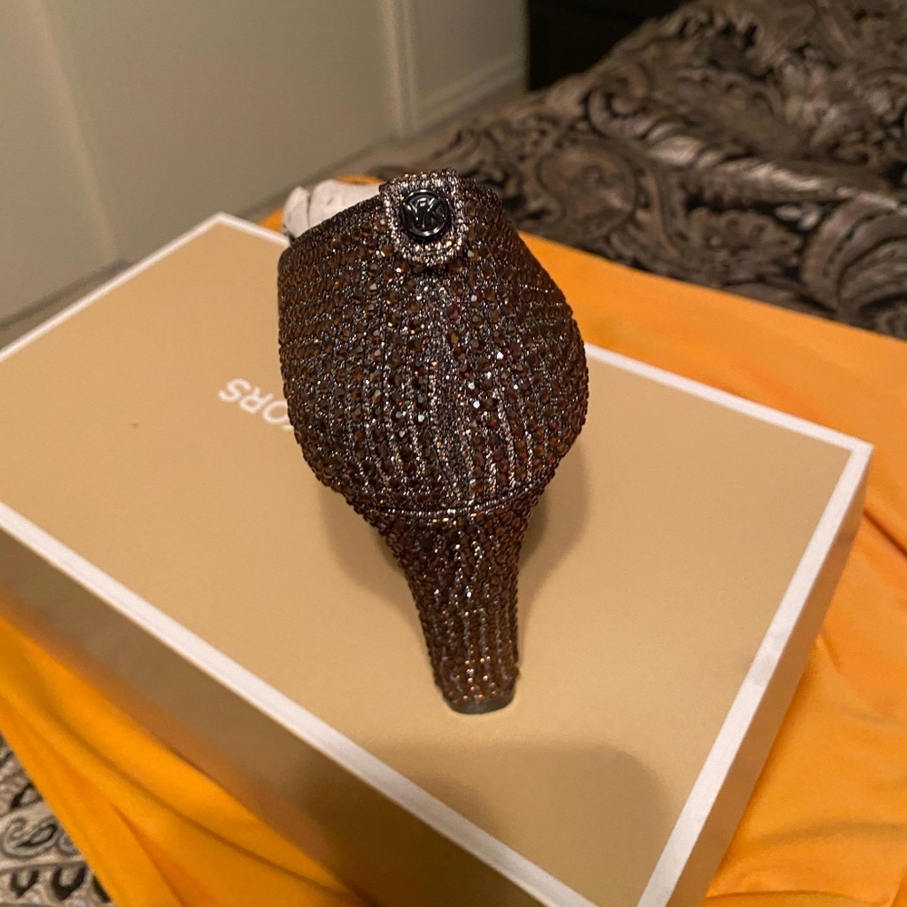 Michael Kors coffee color rhinestone heels with the original box. - Picture 2 of 3